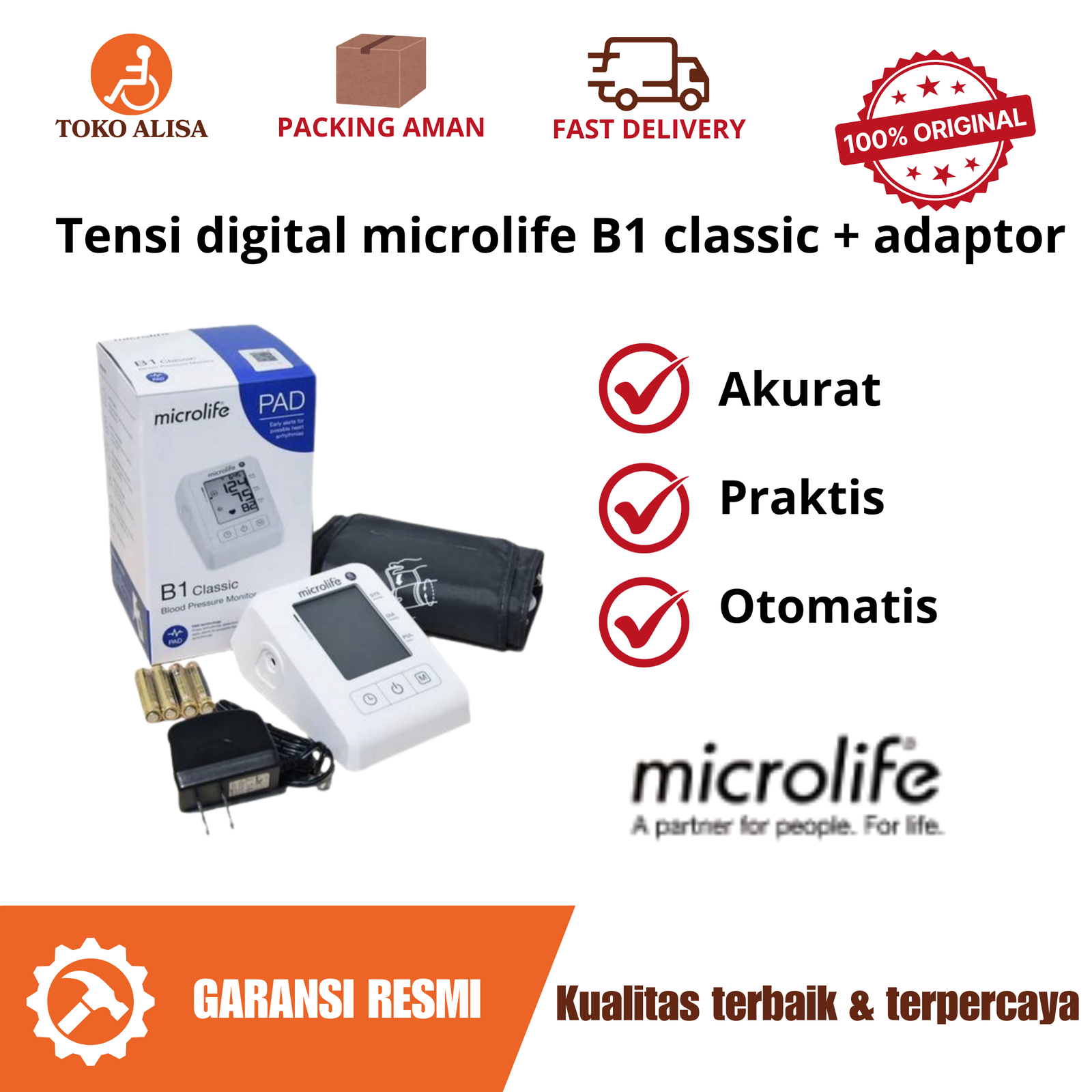 Tensi digital microlife B1 classic + adaptor